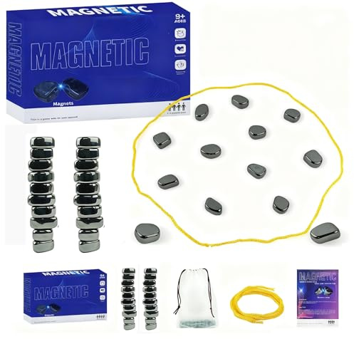 CHENYEXI Magnetisches Strategiespiel, Logisches Denkspiel mit Magnetischen Steinen, Blau und Weiß, 16x11x2.9cm, Konzentrationstraining, 2 Spielvarianten