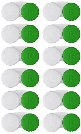 YKuzLx 12 Pack Contact Lens Case, Portable Contact Case for Travel Outdoor Home Office Dormitory and Daily Use,Colorful(White+Green)