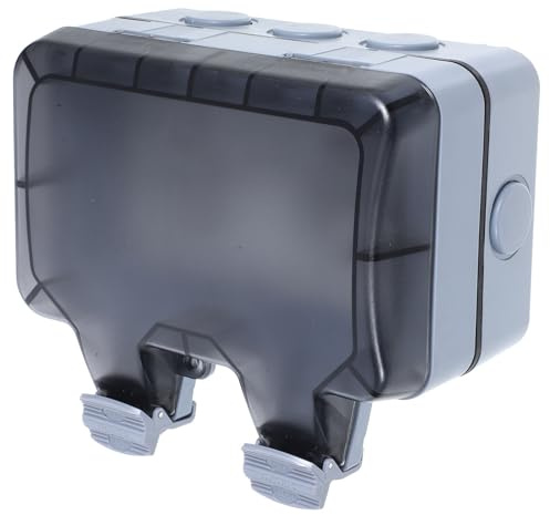 Alipis Presa di a Muro Esterna Doppia con Coperchio in PVC Resistente, Presa Elettrica Multiuso per Uso Domestico e Industriale, Scatola di Derivazione Compatta per Esterni
