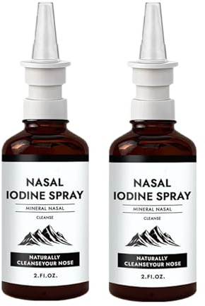 Jod nässpray, 60 ml näsrengöring med Fulvic syra, rengör och friskar näsgångar, för torr luft, resor och daglig komfort, 150+ användningsområden per flaska (2 flaskor)