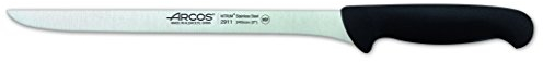 Arcos Couteau à Jambon Flexible Acier Inoxydable NITRUM 24 cm - Pour Couper Jambon et Grandes Viandes - Manche Polypropylène Noir - Série 2900