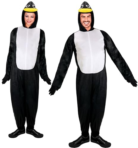 W WIDMANN MILANO Party Fashion - Pinguin Kostüm | Overall mit Kapuze und Kopfbedeckung, Tierkostüm für Karneval und Mottoparty