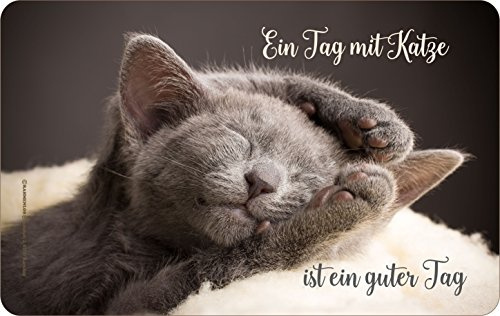 Original RAHMENLOS® Frühstücksbrettchen Schneidbrettchen: Ein Tag mit Katze ist ein Guter Tag