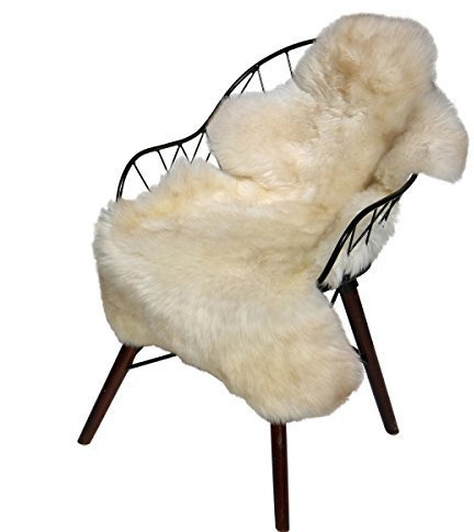 Hollert German Leather Fashion Peau de Mouton Crème Beige Tacheté 100-110 cm Peau de Mouton Mérinos Fourrure Naturelle Fourrure Véritable Ultra-Moelleuse & Souple Décoration