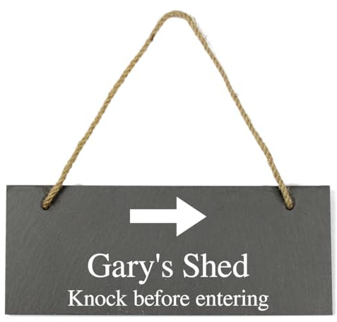 Personalised Right Arrow Hanging Natural Slate Plaque/Sign - 25x10cm |