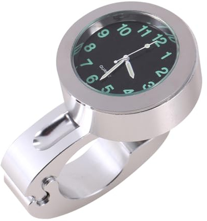 Reminnbor wasserdichte Lenker Glow Mount Uhr 1 StüCk Silber FüR Die Meisten Motorrad Cruiser Hubschrauber Angepasst