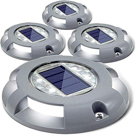 WYMI 4 Pezzi Lampade Da Giardino Solari 4 LED Luce, Lampada Solare Da Giardino Faretti Terra Incasso IP65 Impermeabile Luci Bianco Per Terreno Esterno Scala Paesaggio Strade Vialetto