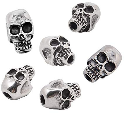 UNICRAFTALE 10 Stk Edelstahl Schädel Perlen Antik Silber Europäische Perlen Metall Schädel Zwischenperlen Halloween Skeleton Perlen für DIY Armbänder Halsketten Schmuckherstellung Loch: 3mm