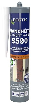 Bostik S590 Mastic d'Étanchéité Bâtiment 4 en 1 - Cartouche 300 ml | Intérieur et Extérieur - Joints De Calfeutrement - Dilatation - Façade Et Vitrage - Couleur : Blanc