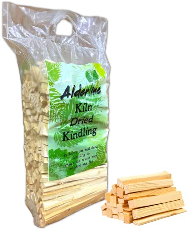 Alderline Premium Kindling Wood 3 KG - Firewood Sticks for Effortless Ignition in Pizza Ovens, Log Burners, and BBQ Charcoal - Perfectly Packaged in Bag for Convenience and Low Smoke Emission (1 Bag)