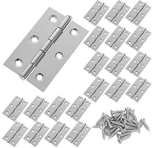 30PCS 2.75 x 1.7 Stainless Steel Hinges - Small Butt Hinges for Wooden Box - Folding Cabinet Closet Door Hinge for Jewelry Box Home Furniture Hardware Window(with 180 Mounting Screws)