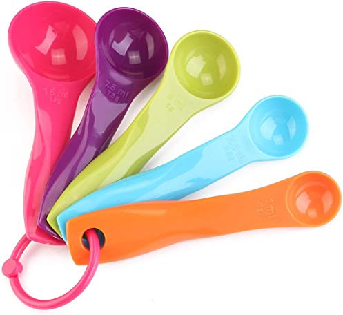 Kleiner Löffel,Bunte Kunststoff Messlöffel,5Stk bunte Kunststoff Messlöffel Set für Küche Backen