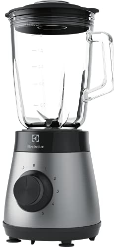 Electrolux E4TB1-6ST Frullatore 800W con Lame TruFlow, Bicchiere 1,5L, Ideale per Smoothie e Zuppe, Design Compatto, Velocità Regolabile, Colori Grigio/Nero