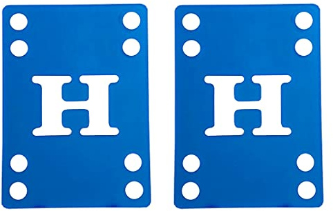 H Block Skateboard Longboard Riser Pads - Set of 2 Risers, Rubber Shock Pads 1/8 Blue