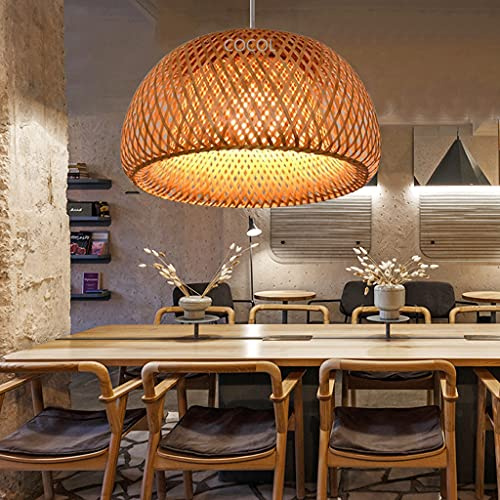 E27 Lampadario Retrò Intrecciato Rattan Bambù Naturale Lampade A Sospensione Legno Luce Regolabile Altezza Luci Sala Pranzo Soggiorno Camera Letto Cucina Decorazione Illuminazione,45cm