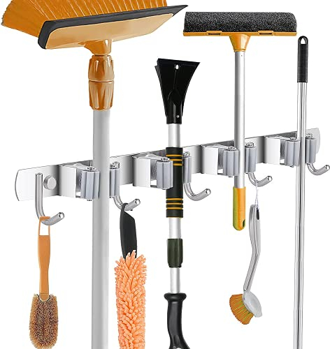 KYDIFS Besenhalterung Wand, Wandhalterung, Edelstahl Gerätehalter, Besen Mop Halter für Küche Badezimmer Garten Multifunktionen（ 4 Halter ）