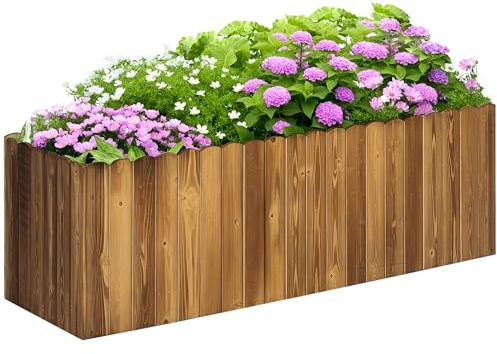 Outsunny Upphöjd bädd, växtlåda, örtbädd, planteringsbädd, grönsaker, blomrabatt, blomlåda, granträ 120 x 40 x 40 cm