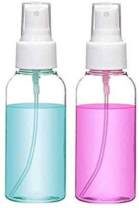 Symbah Small Spray bottle 50ml atomiser empty clear fine mist plastic Refillable spray bottles for Traveling, Make-up, Skincare Cleaning Liquids (5 PCS) with Funnel