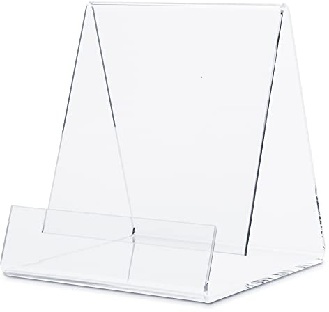 Buchstütze, Buchständer, Warenträger (Stütz-Höhe: 16.0 cm) als Klemmständer (Füll-Tiefe ca. 2.5 bis 4.5 cm) - Warenständer aus original PLEXIGLAS für z.B. Bücher, flache Artikel oder Verpackungen