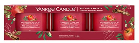 Yankee Candle Red Apple Wreath 3 Filled Votive Candle Gift Set