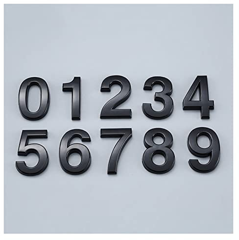 3D-Hausnummernschild, 3,5-10 cm ABS-Türnummern, plattiertes Türadressenschild mit selbstklebendem Aluminium-Kunststoff-Türnummernschild for Hausbriefkasten, Apartme t-Hotel ( Color : Black 0-9 , Size