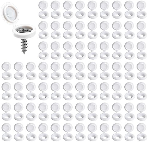 250 pcs Screw Cover Caps,Plastic Hinged Screw Covers, 0.34 Inch Plastic Caps for Screws,Universal Size 4-6mm,Suitable in Homes, Schools, Courtyards, Shops, Offices and Other Places（White）
