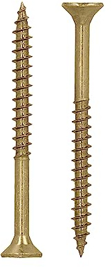 HELPMATE - Viti universali a testa svasata 5,0 x 60 giallo passivato - 200 viti per legno con attacco a T e filettatura parziale - Viti per truciolato per interni ed esterni protetti