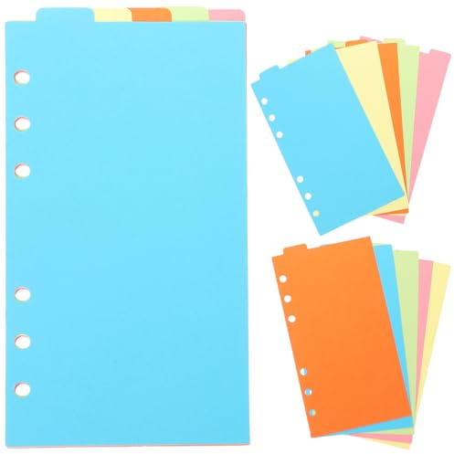 TEHAUX Intercalaires Classeur A4 6 Onglets Diviseurs D'Index Perforés Papier Recharge Coloré Feuilles Intercalaires Pour Cahiers Et Dossiers Organisation Bureau Lot De 6