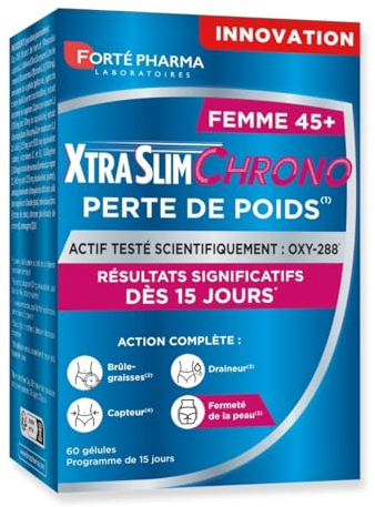 Forté Pharma - XtraSlim Chrono 45+ Perte De Poids Femme 45 ans et + | Bruleur de Graisse Puissant 15 Jours – Etude Clinique | Programme Minceur Express 15 jours - 60 gélules, 4/jour