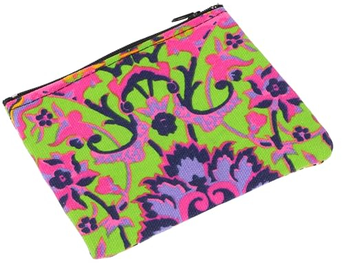 GURU SHOP Buntes Boho Portemonnaie, Upcyceling Geldbeutel aus Stoff - Grün/pink, Unisex - Erwachsene, Baumwolle, 10x13x1 cm