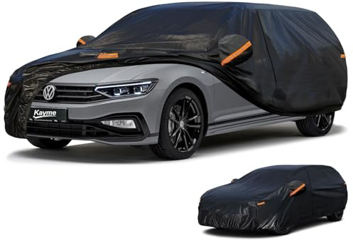 Kayme Kombi Autoplane Wasserdicht Atmungsaktiv für VW Passat Variant (1980-2025), 7 Schichten Vollgarage Autoabdeckung für Sonne Staub Schutz Verkratzt, Autoabdeckung mit Reflektierenden Streifen.