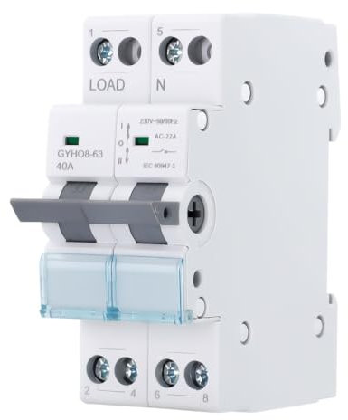 Interruptor de transferencia Manual 40A 2P + 2P MTS AC. Automático Disyuntor Magnetotérmico de Cambio Modular. Conmutador