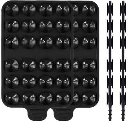 PEUTIER 2pcs Double-Sided Suction Cup Phone Mount, Hands-Free Silicone Suction Phone Pad for Glass Case Sticky Grippy Suction Phone Holder for iPhone & Android for Mirror Window Shower (Black)