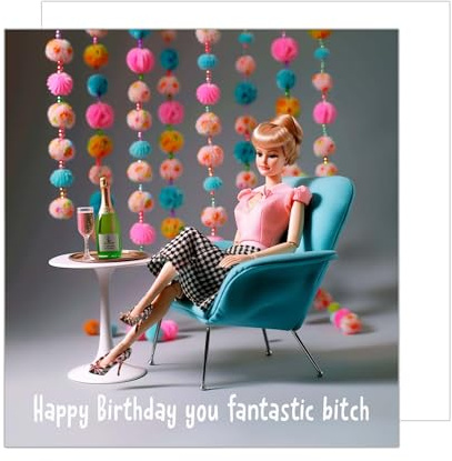 Edition Seidel Premium quadratische Geburtstagskarte mit Umschlag. Glückwunschkarte mit Spruch Happy Birthday Billet Karte für Frau beste Freundin Puppe (GQ276 SW024)