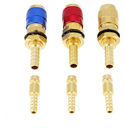 3-teiliger wassergekühlter Schnelladapter, wassergekühlter WIG-Brenneranschluss, Messing, wassergekühlter Brenneradapter für MIG-WIG-Schweißbrenner, M8-Schlauch