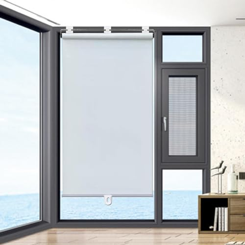 Verdunkelungsrollos Kabellos 32cm 50cm 60cm 70cm,Sonnenschutzrollos Für Fenster,Temporäre Jalousien,Einziehbarer Balkon Thermorollo,Sichtschutzvorhänge,Rollläden Ohne Bohren,White-45*200cm(18*79in)