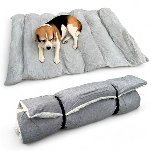 MIJOMA XXL Reisematte für Haustiere - Kuschelig und Formstabil, Leicht, Waschbar, Ideal für Unterwegs, Grau, 115x80 cm