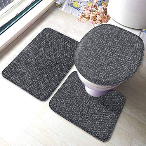Set 3 Teilig Badvorleger Schwarz Weiß Kreuz Abstrakt Unregelmäßiges Kreuz Gestrichelter Strich Tweed Küchentürteppich Dekorative Badgarnitur Badematten, Für Wohnzimmer, Wc-Sitz Bezug