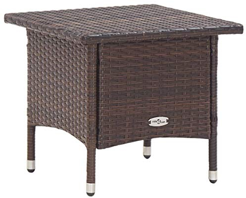SDWEHO7 50x50x47 cm Polyrattan Beistelltisch Gartentisch Kaffee Tisch Balkontisch Gartenmöbel Kaffeetisch Teetisch Couchtisch Rattantisch, Braun