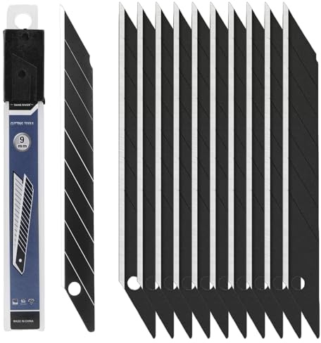 SPORWAY 100 Stück Cuttermesser: 9mm Ersatzklingen 30 Grad Abbrechklingen, Ultra Scharfe Teppichmesser Klingen für Kleine Cutter und Teppichmesser, Abbrechklingen, zum Basteln, Pappe, Folie (Schwarz)