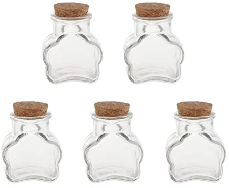 Lot de 5 mini bouteilles en verre avec bouchon en liège – Décoration de mariage et cadeau créatif – Bocaux en verre transparent pour bouteilles à message et plus encore – Fleur de prunier