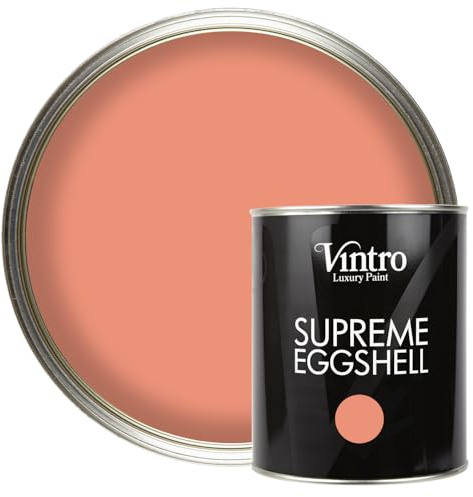 Vintro Paint | Eggshell Paint | for Walls | Wood | Trim | Satin Furniture Paint | Interior & Exterior Use. 1 Litre (Terracotta - Porto Terracotta)