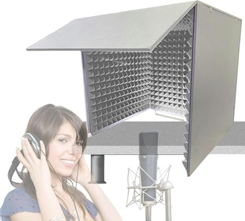 CNPRAZ Portable Sound Recording Vocal Booth Box, Desktop Soundproof Cover, Microphone Self Made Isolation Booth Box, Microphone Recording Equipment For Studio, Blog, Vocal