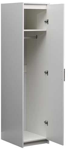 White Wardrobe for Bedroom - Elegant Single Slim Wardrobe, Compact Cupboard 52cm Deep Cupboard, 1 Door, Upper Shelf Storage, 180cm Tall Ideal for Bedroom Storage Organization