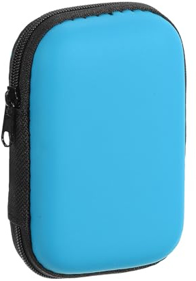 sourcing map Earbuds Cases, Wired Earphone Case Holder, EVA Ear Buds Case Zipper Organizer Small with Mesh Pocket for USB Cable, Earphones, Blue