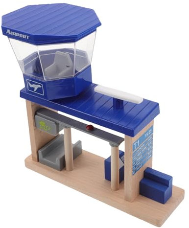 SEWACC Flughafen-gleisspielzeug Auto -rennstrecke Spielzeuggarage Für Autos Polizeistation Garagenspielzeug Angetriebenes Autoklassifizierungsspielzeug Holz