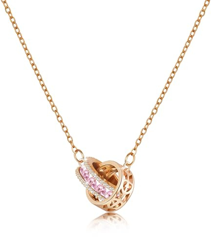 Linawe Edelsteine Anhänger Kette Damen, Statement Halskette Schmuck Set, Edelstahlkette Geburtsstein Kristall Kettenanhänger, Erhältlich in Gold, Roségold und Silber
