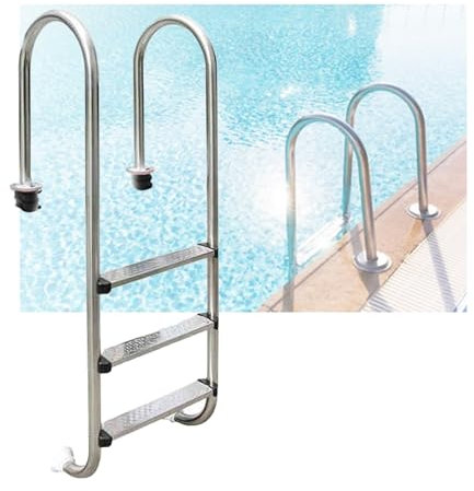 Swimming Pool Ladder, Heavy Duty Pool Step 3 Steps,Stainless Steel Swimming Pool Step for Indoor Pool Outdoor Pool Water Park Fish Pond(Drilling,3-Steps1.5mm)