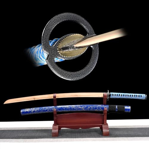 HJHUUA Katana Tradizionale in Legno - Spade da Samurai Giapponesi in bambù - Bokken Fatto a Mano per Regali,Cosplay,Oggetti di Scena,Allenamento di Kendo - 103 cm