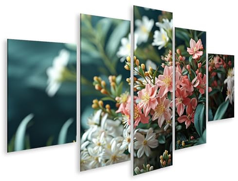 islandburner Tableau sur toile Bouquet de fleurs roses et blanches dans une lumière naturelle Images murales Poster
